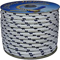 Corderie Italiane 6000747 Treccia Nautica- 10 mm-050 MT- Blanco con azul Marcador